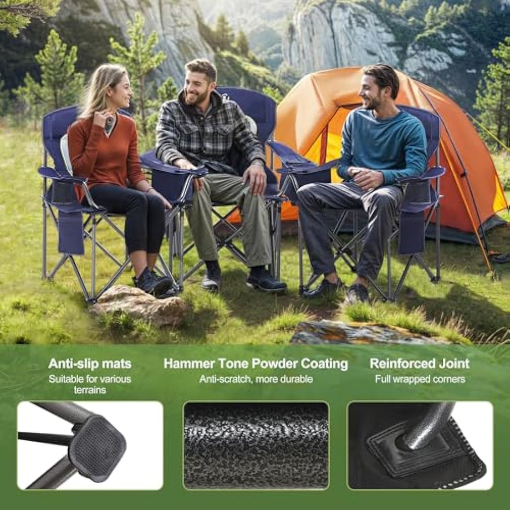 LET'S CAMP Oversized Folding Camping Chair with Cooler Bag – 200kg