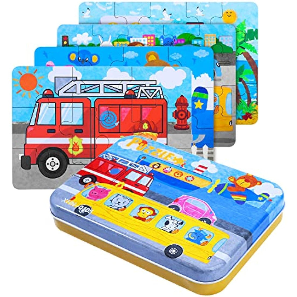BBLIKE Transportation Jigsaw Puzzles - 4 Pack Educational Travel Toy
