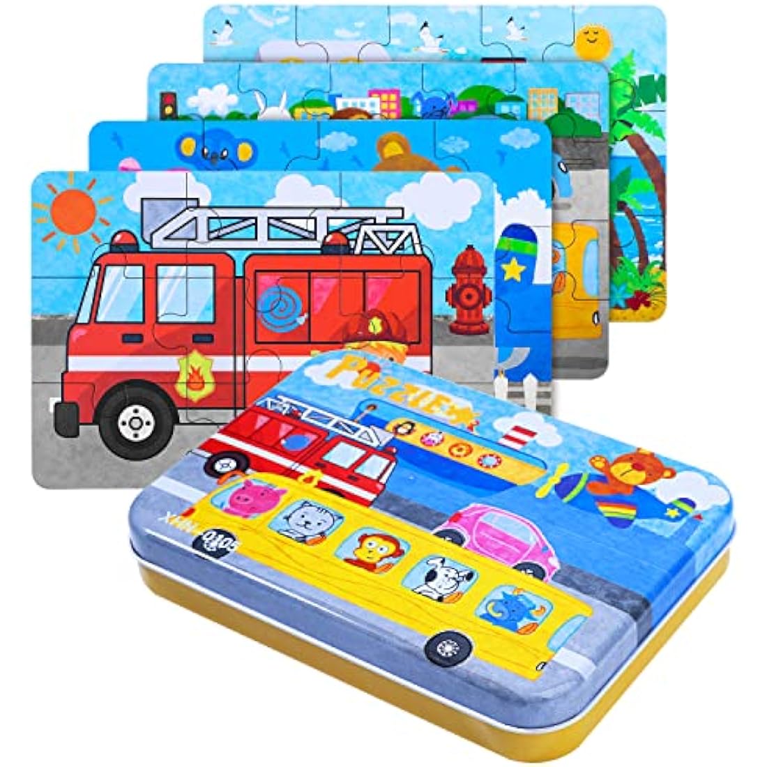 BBLIKE Transportation Jigsaw Puzzles - 4 Pack Educational Travel Toy