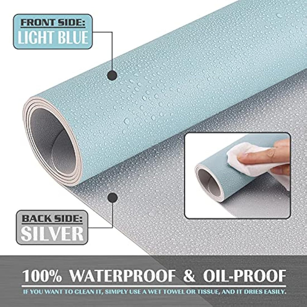 K KNODEL Leather Desk Mat - Dual-Sided Waterproof Mouse Pad, Light Blue