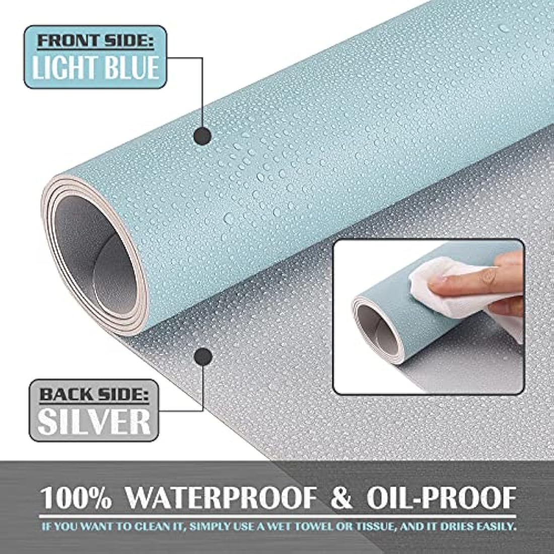 K KNODEL Leather Desk Mat - Dual-Sided Waterproof Mouse Pad, Light Blue