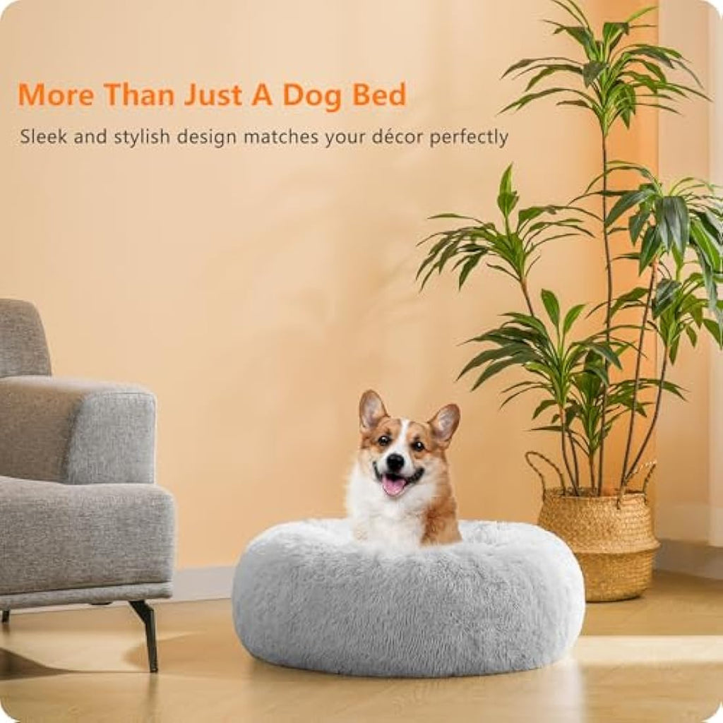 Jolof Store Orthopedic Round Dog Bed – Egg Crate Foam Cat Sofa, Light Grey
