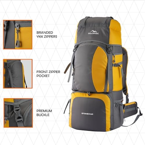TRAWOC STONEX 60L Trekking Rucksack – Hiking & Travel Backpack