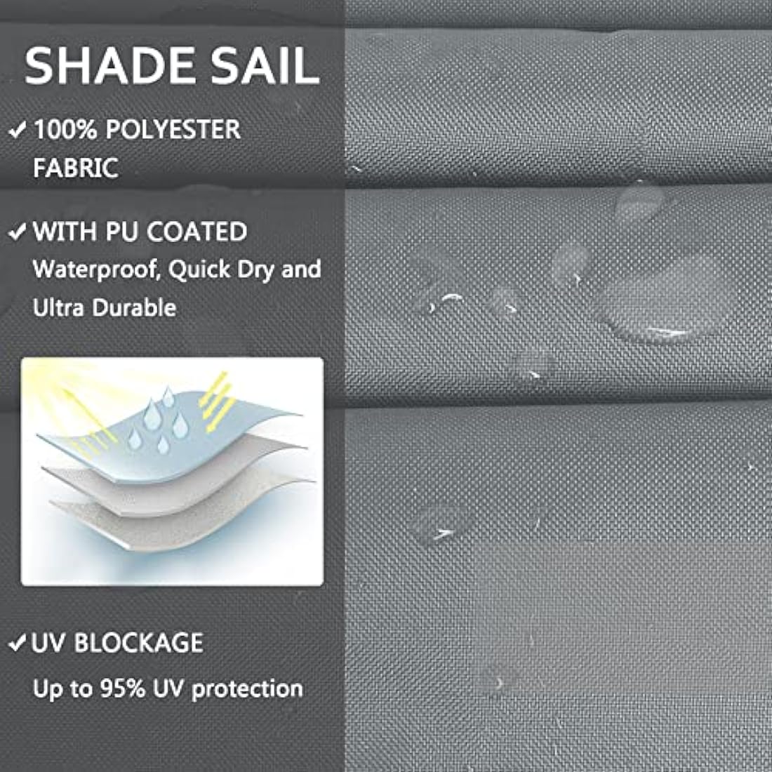 Mokani 3x4m Rectangle Sun Shade Sail – Waterproof UV Block Canopy, Grey