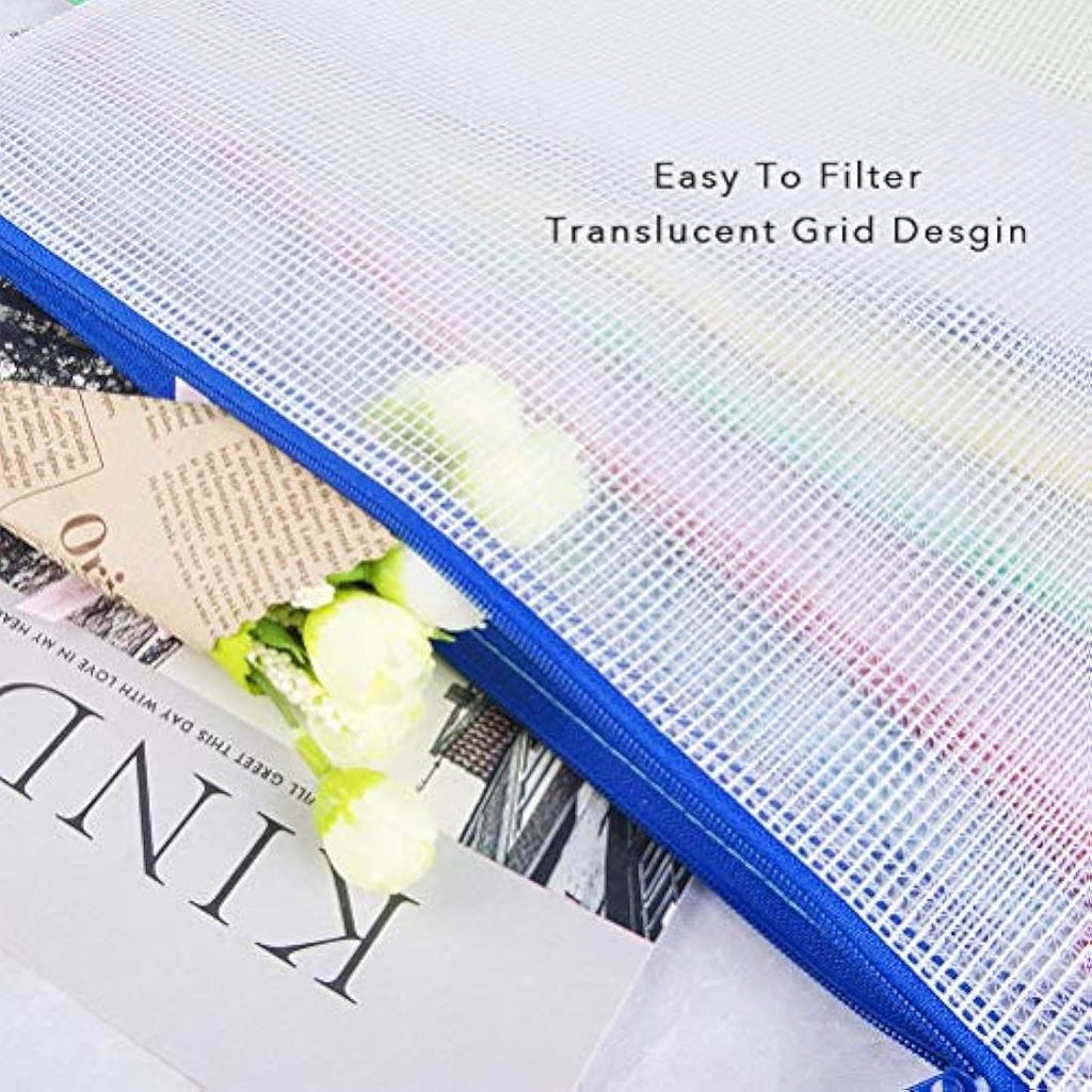 Vicloon A4 Plastic Wallets – 10 Pcs Mesh Zip Document Bags for Office