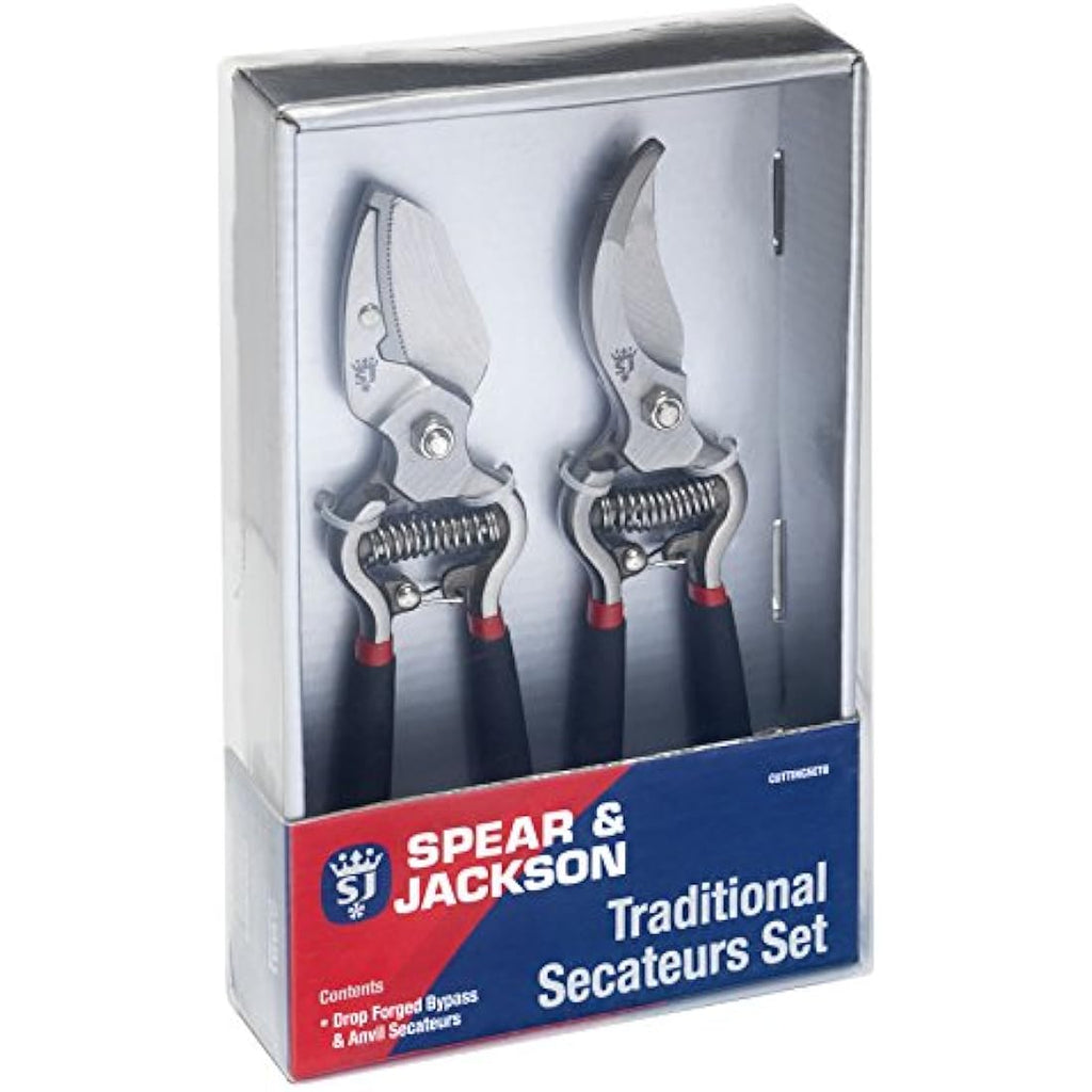 Spear & Jackson Carbon Steel Bypass and Anvil Secateurs Set – 2 Pack