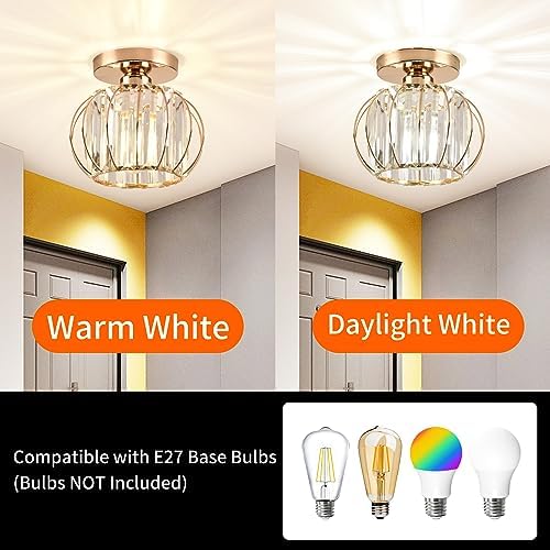 ZYDTRIP Modern Crystal Ceiling Light – Rose Gold Semi Flush Mount (2 Pack)