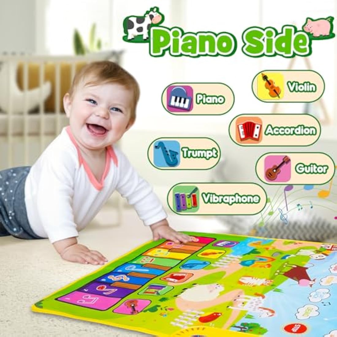 HappyGoLucky 3-in-1 Musical Piano Drum Mat - Interactive Toddler Toy