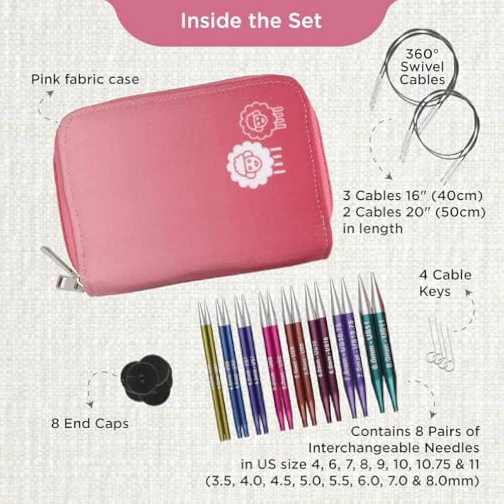 KnitPro Zing Deluxe Interchangeable Needle Set | 8 Sizes (3.5-8mm)