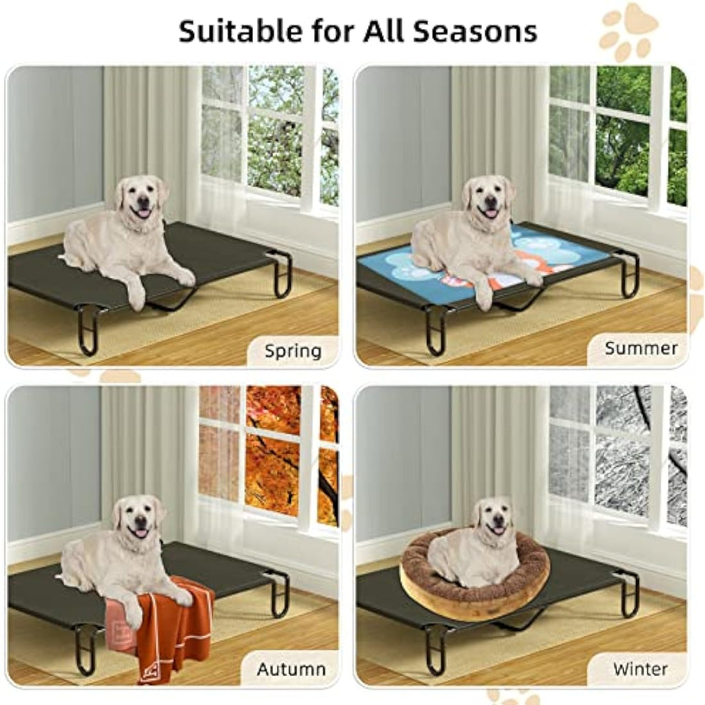 FAYDUDU Elevated Dog Bed – Portable Cooling Raised Pet Cot, Black, XL