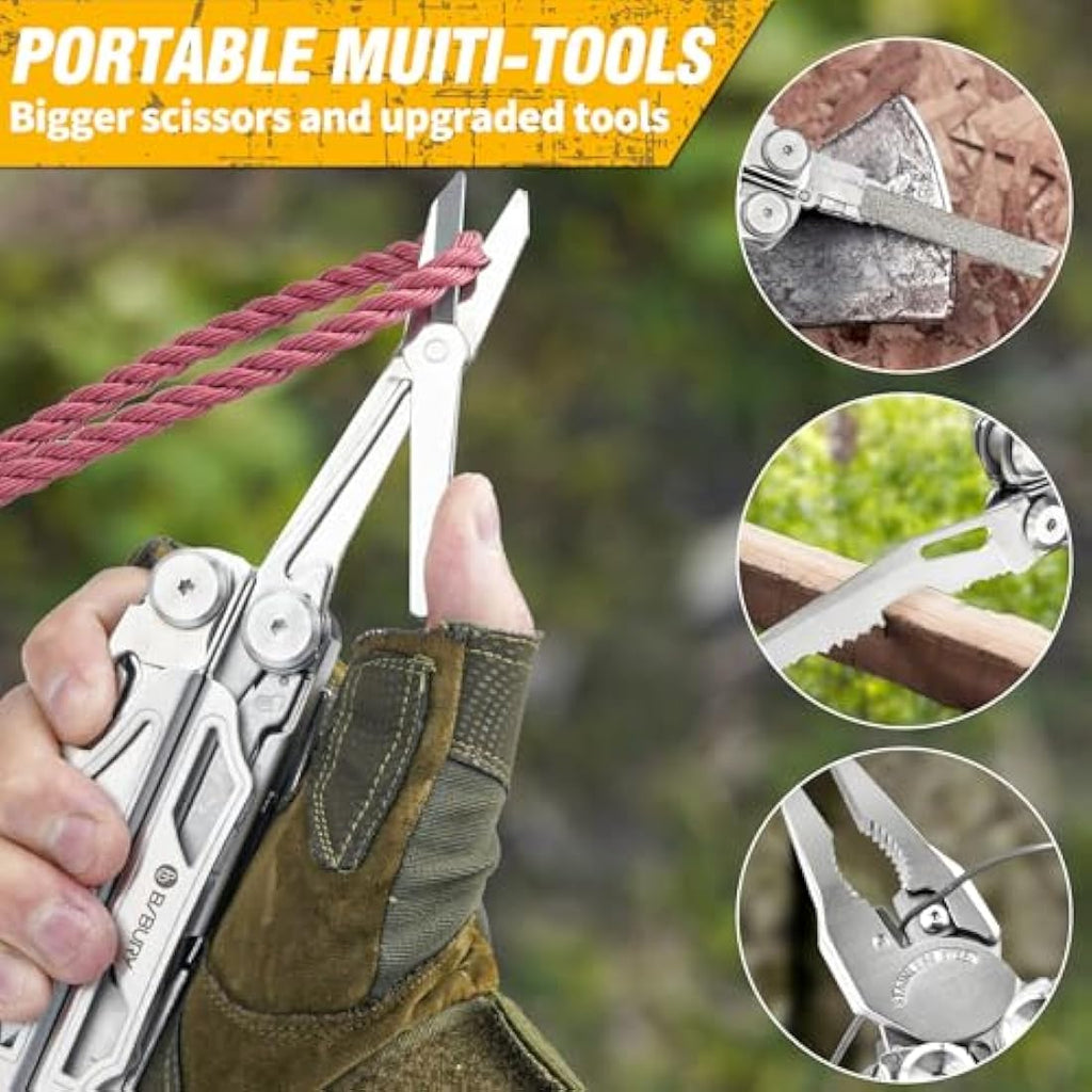 BIBURY 31-in-1 Multitool Pliers | Stainless Steel Tool with 16-Bit Set
