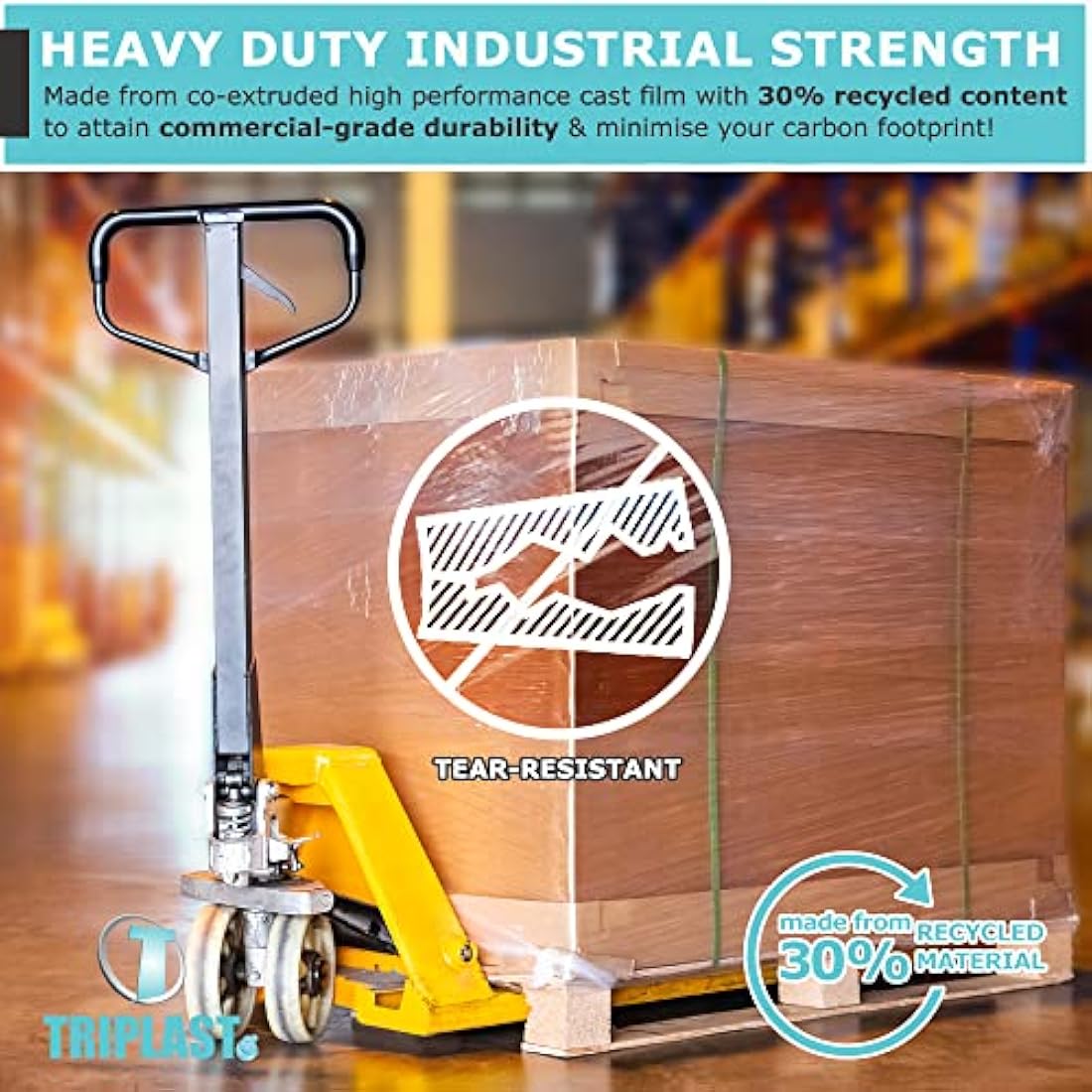 Triplast Heavy Duty Pallet Stretch Wrap - 400mm x 250m Clear (2 Rolls)