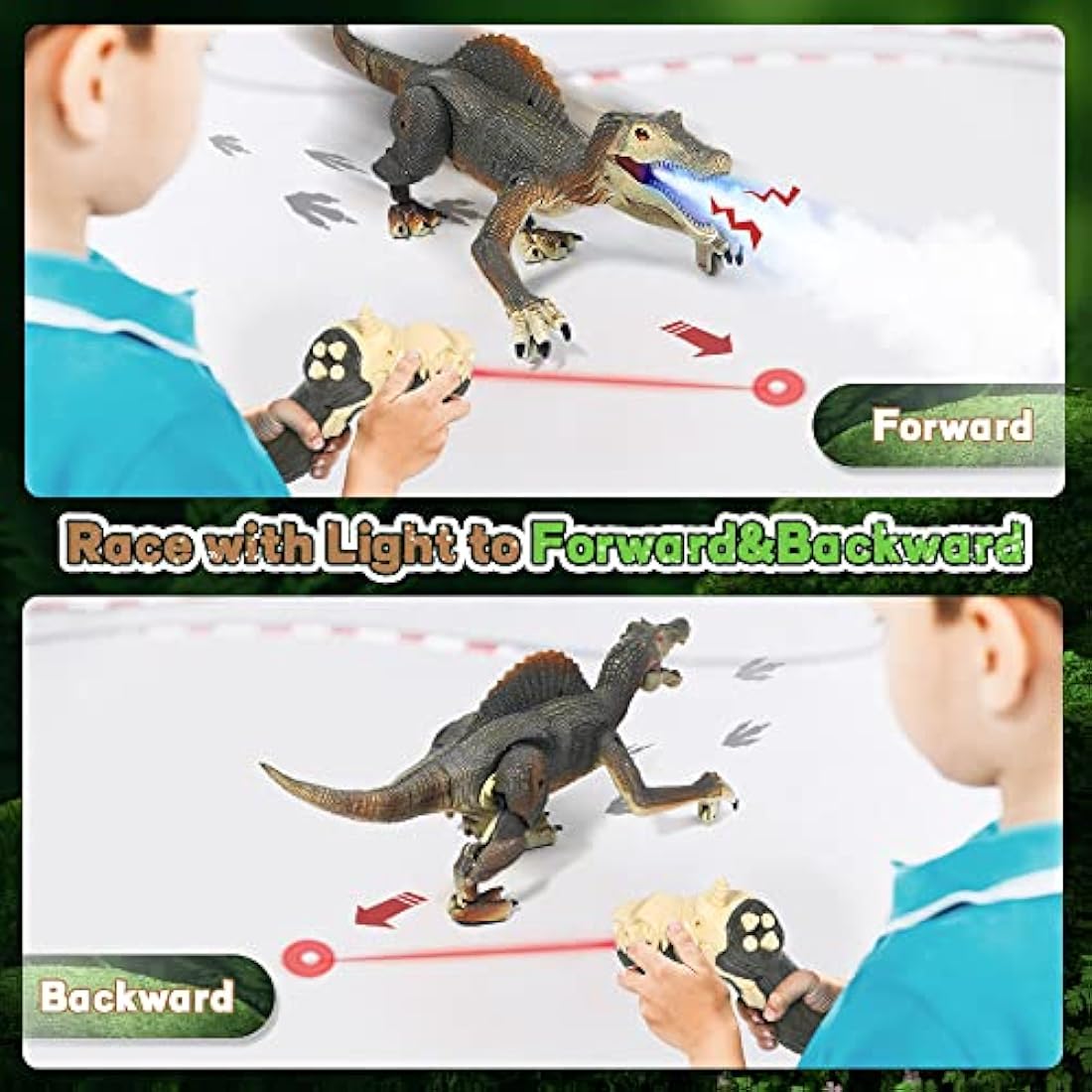 FRUSE Remote Control Spinosaurus – RC Dinosaur Robot with Mist & Light