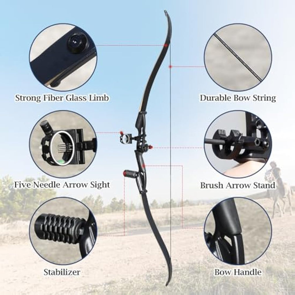 D&Q Takedown Recurve Bow and Arrow Set | Right Hand Archery Hunting Kit