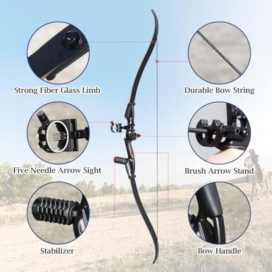 D&Q Takedown Recurve Bow and Arrow Set | Right Hand Archery Hunting Kit