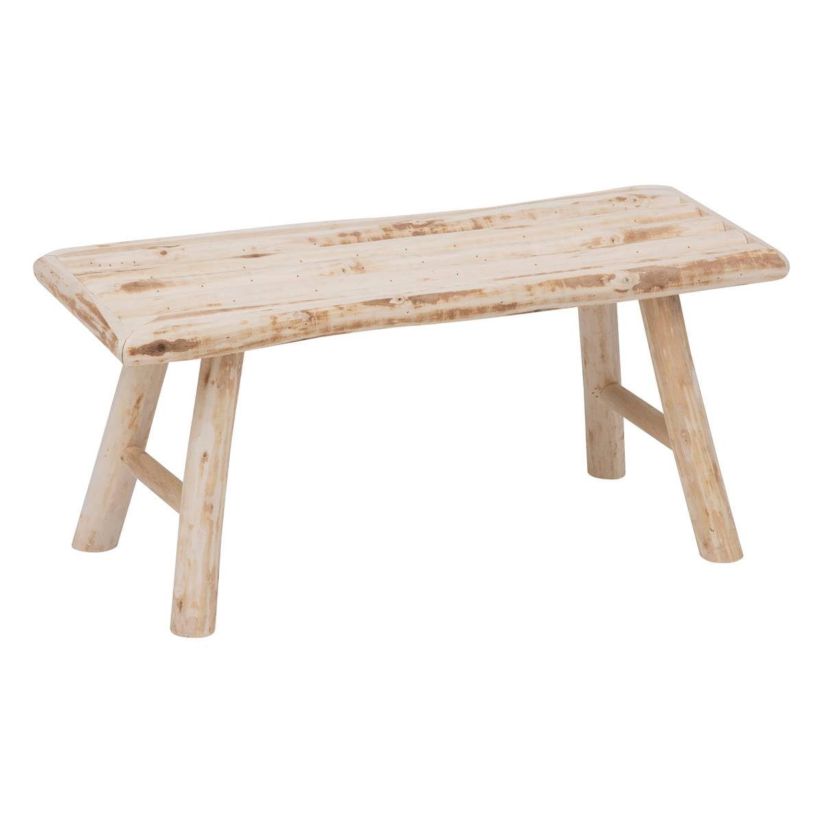 Atmosphera Woody Poplar Wood Bench – Rustic Artisanal Plant Stand