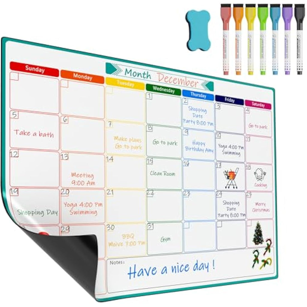 Magnetic Monthly Planner - A3 Dry Erase Fridge Whiteboard