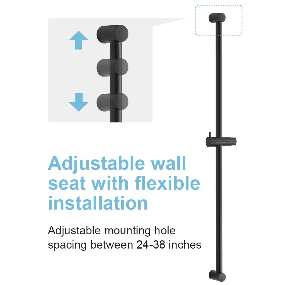 OFFO 100cm Shower Riser Rail | Adjustable Matte Black Stainless Steel