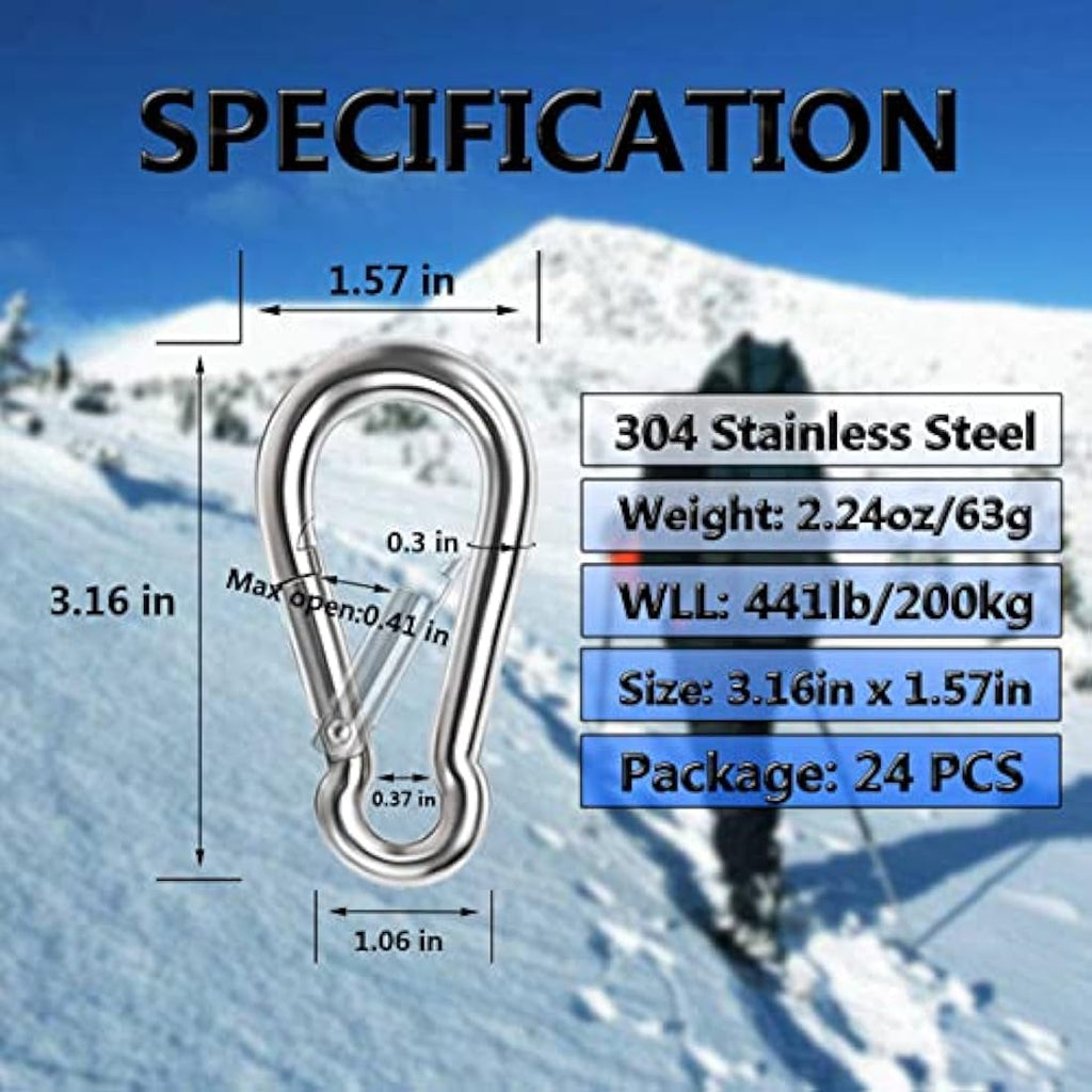 M8 Spring Snap Hooks | 304 Stainless Steel Heavy Duty Clips