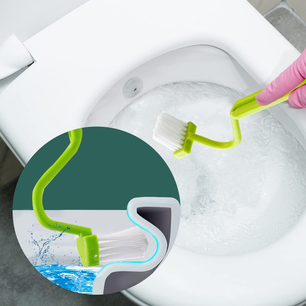 EQLEF Curved Plastic Toilet Brush Cleaning Toilet Corner Rim 3 Pcs