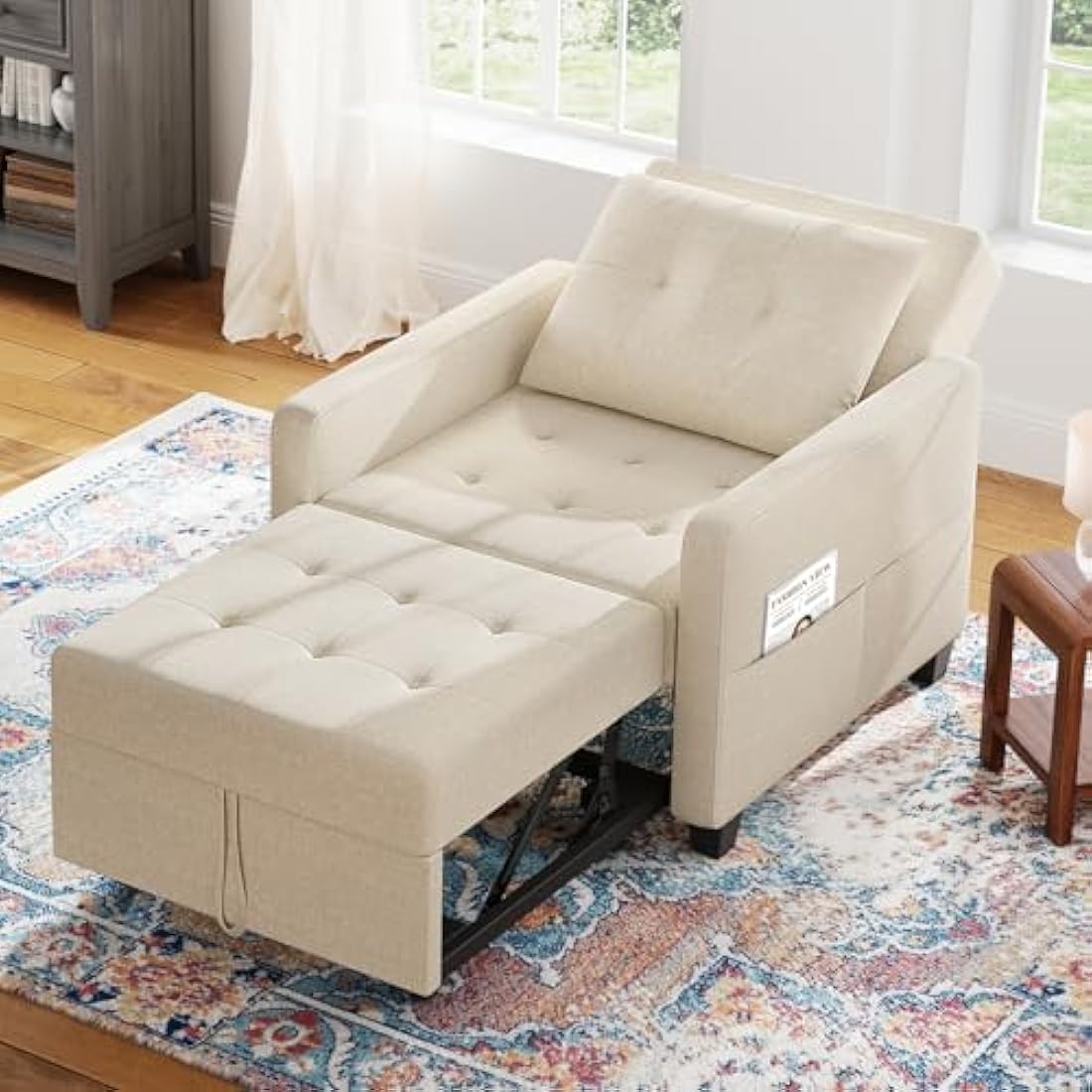 Vesgantti 3-in-1 Convertible Sofa Bed | Beige Linen Sleeper Chair