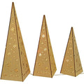 Wooden LED Pyramid Christmas Trees – Set of 3 Multi-Color