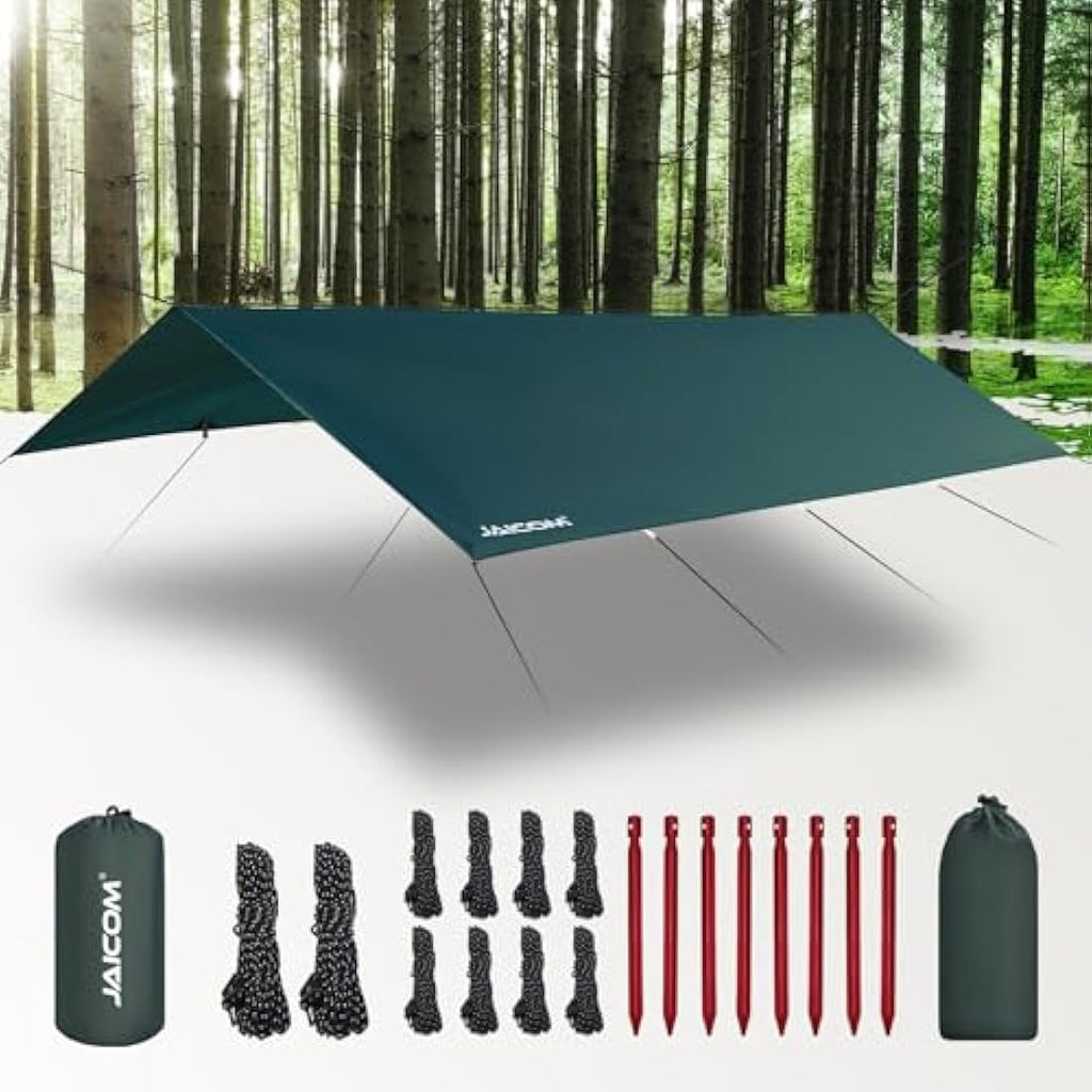 JAICOM 3x5m Waterproof Camping Tarp – PU3000mm UV Protection Polyester