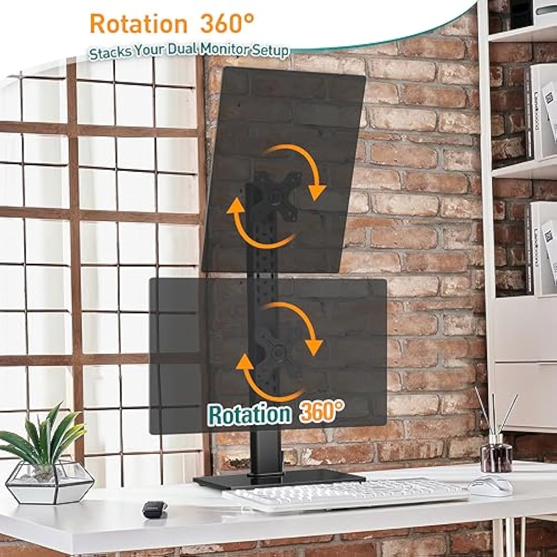 ELIVED Dual Monitor Stand – Freestanding Height Adjustable Arm for 13-32"