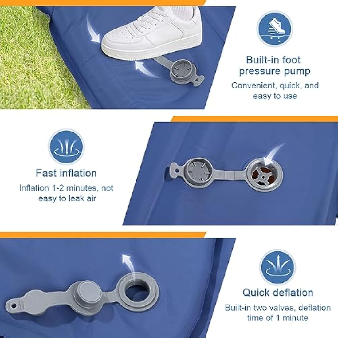 HiiPeak Inflatable Sleeping Pad – Ultralight Camping Mat with Foot Pump
