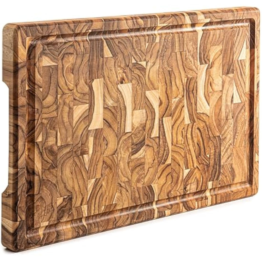 Erreke End Grain Teak Wood Chopping Board with Juice Groove – 44cm