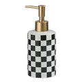 Checkered Ceramic Soap Dispenser with Gold Matte Pump