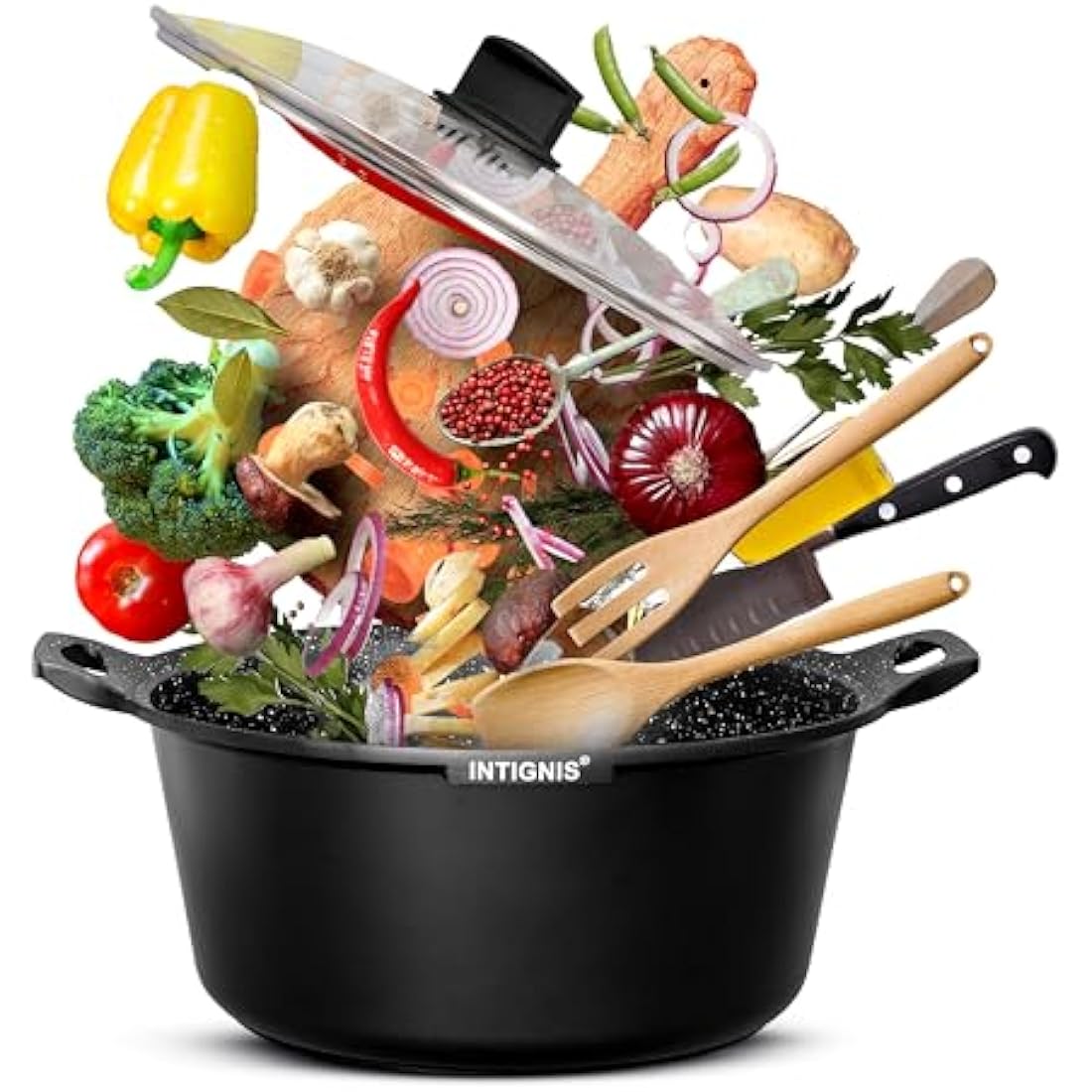 INTIGNIS 32cm Large Casserole Pot – 10L Ceramic Non-Stick Induction Pot