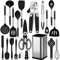 26-Piece Silicone Kitchen Utensils Set with Holder | Black