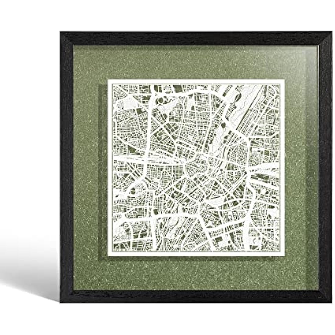 Jolof Store Munich Paper Map Art Frame - 9x9 White Map Black Frame