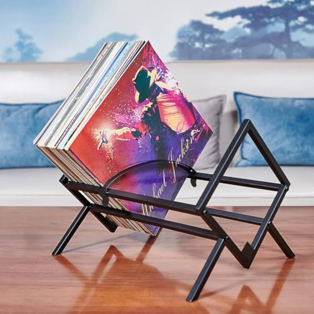 Jolof Store Vinyl Record Storage Holder – Metal 70 LP Album Display Stand
