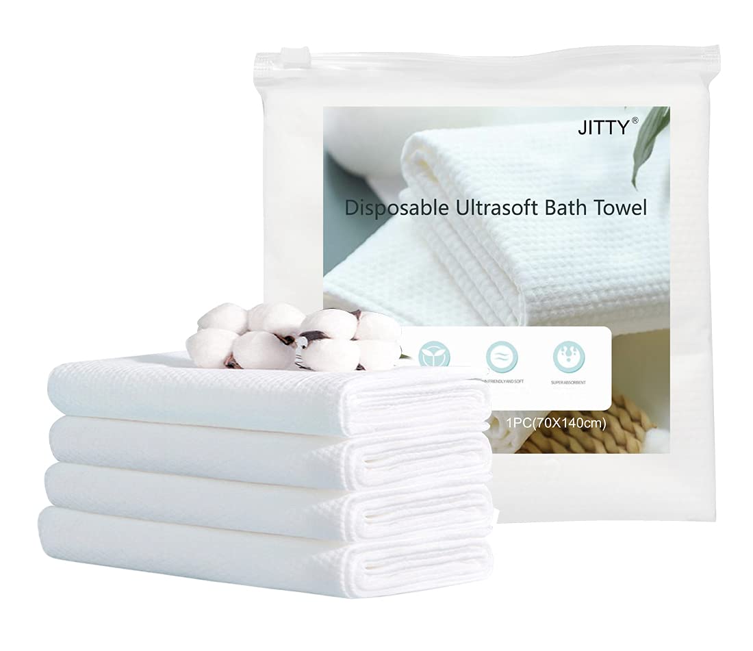 JITTY Disposable Bath Towels – 4 Pack Soft Cotton Travel Set (70x140cm)