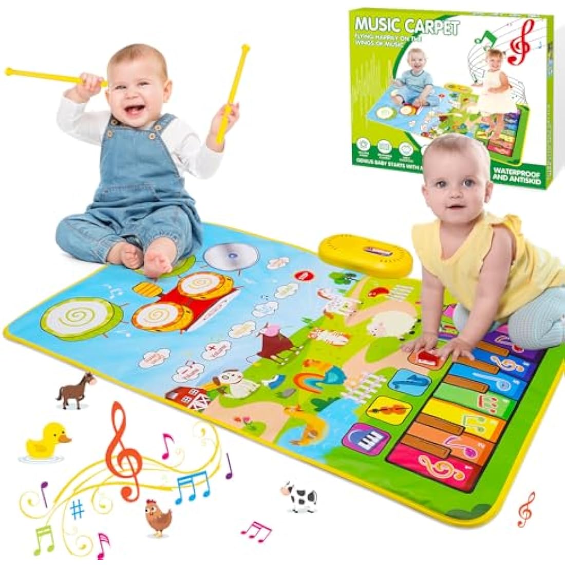HappyGoLucky 3-in-1 Musical Piano Drum Mat - Interactive Toddler Toy