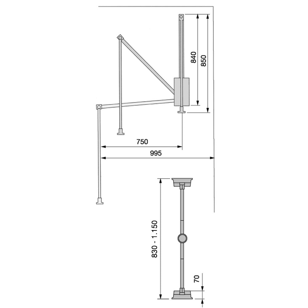 Emuca Pull Down Wardrobe Rail Lift | Adjustable 830-1150mm | Chromed