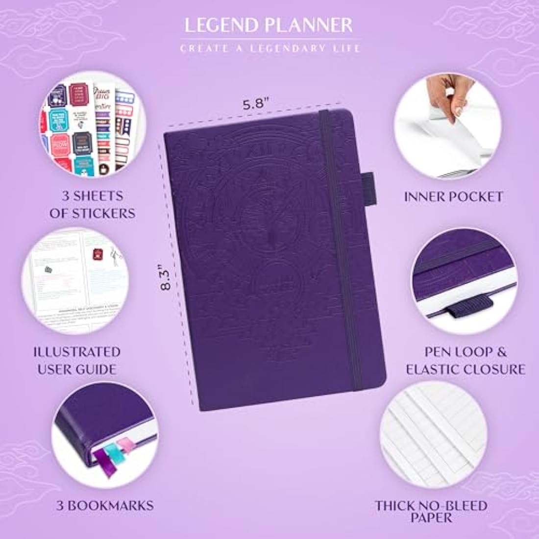 Legend Planner Hourly Schedule – Undated A5 Daily & Weekly Organizer