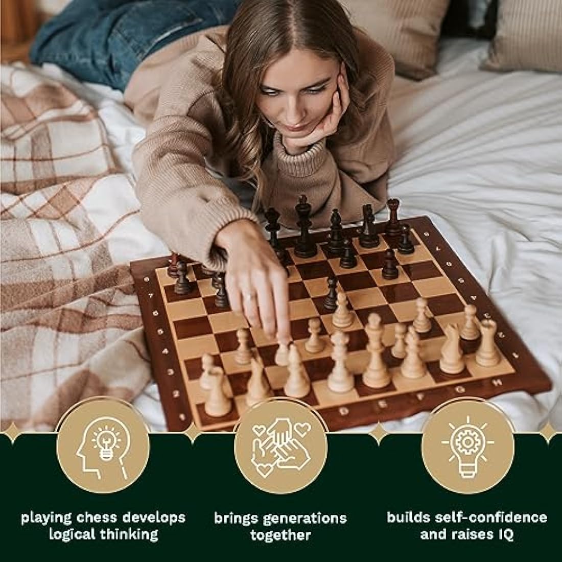 Staunton No. 5 Wooden Chess Pieces – Handmade Mahogany Box