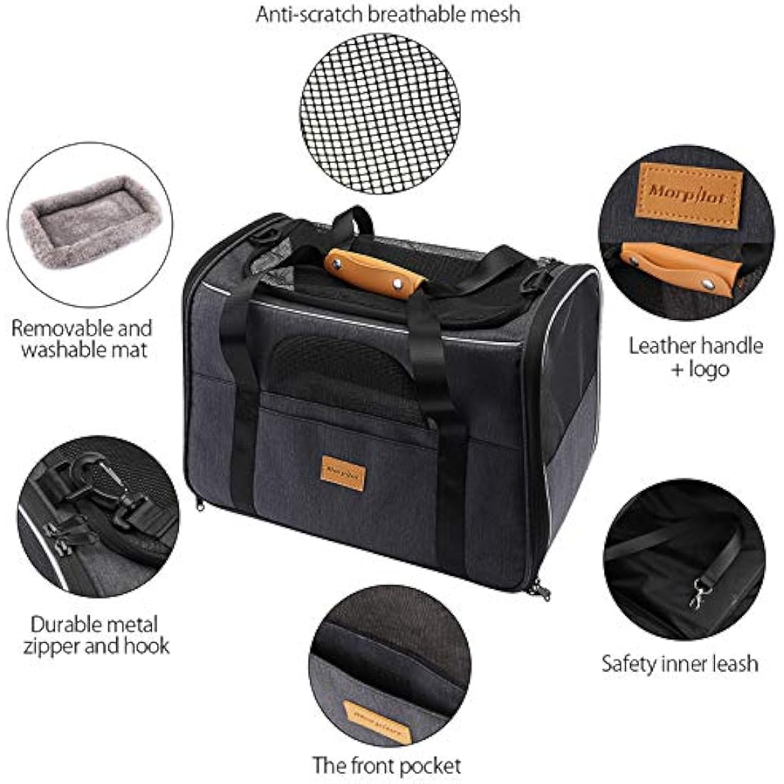 Morpilot Portable Pet Carrier Bag – Breathable Mesh Cat & Dog Travel Bag