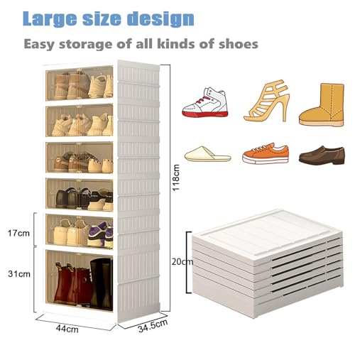6-Tier Foldable Shoe Storage Cabinet | Clear Magnetic Doors
