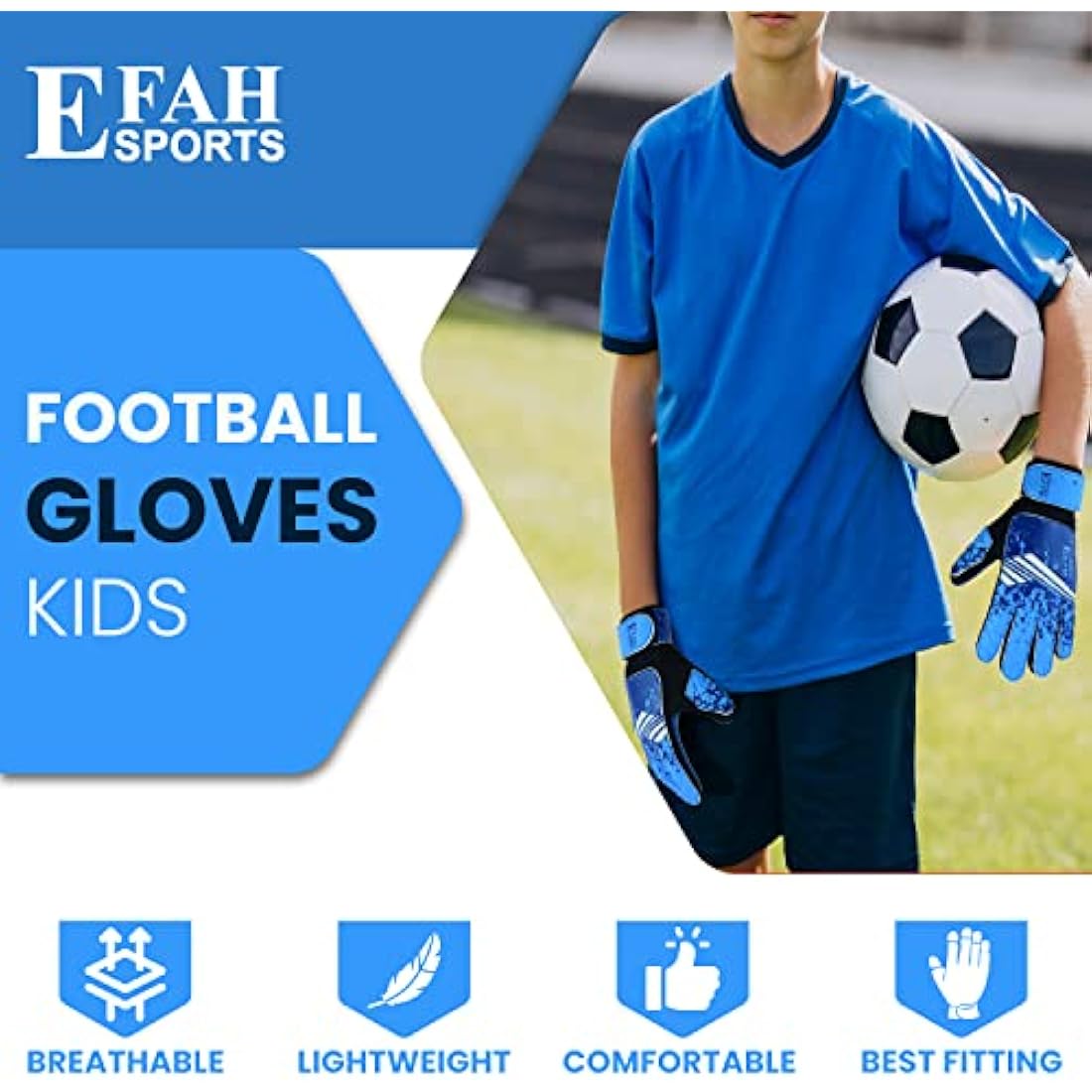 EFAH SPORTS Kids Soccer Goalkeeper Gloves – Youth Goalie Super Grip
