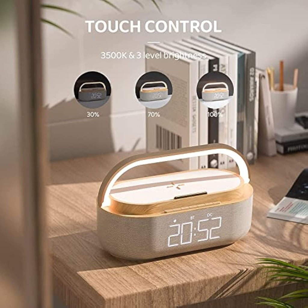 COLSUR Bluetooth Speaker Alarm Clock | 15W Wireless Charger & Night Light