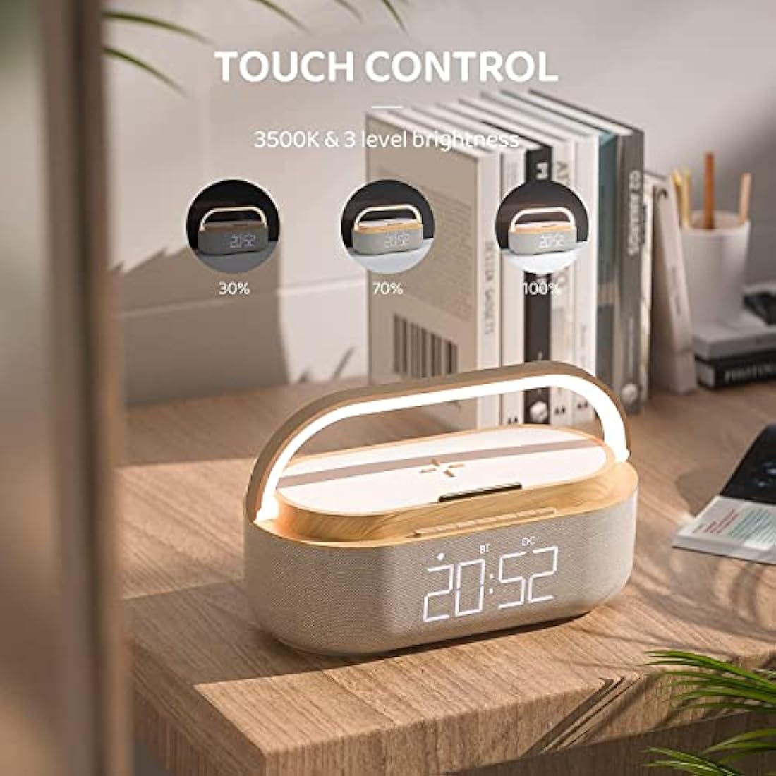 COLSUR Bluetooth Speaker Alarm Clock | 15W Wireless Charger & Night Light