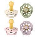 BIBS Boheme Pacifier 4-Pack | Natural Rubber Round Soother, 6-18 Months