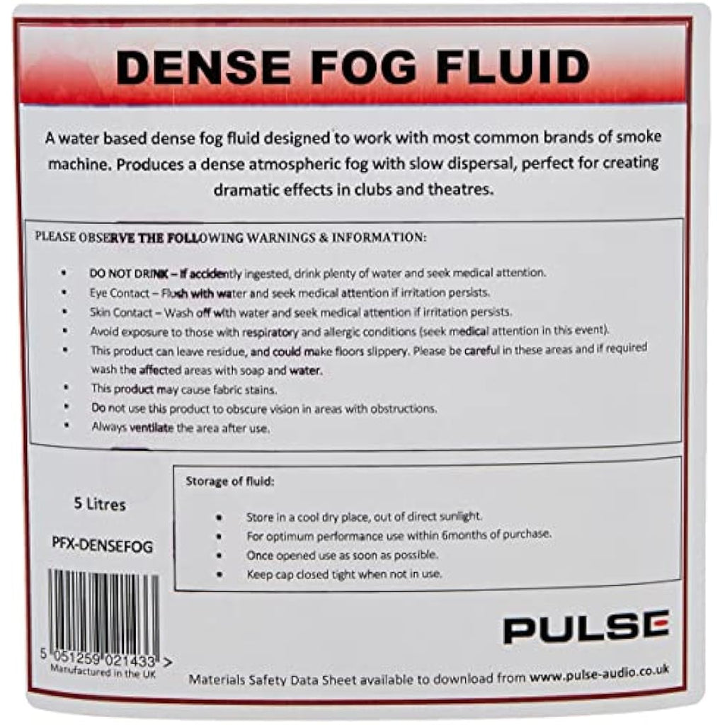 Dense Fog Fluid – 5 Litre Atmospheric Stage Smoke Effect