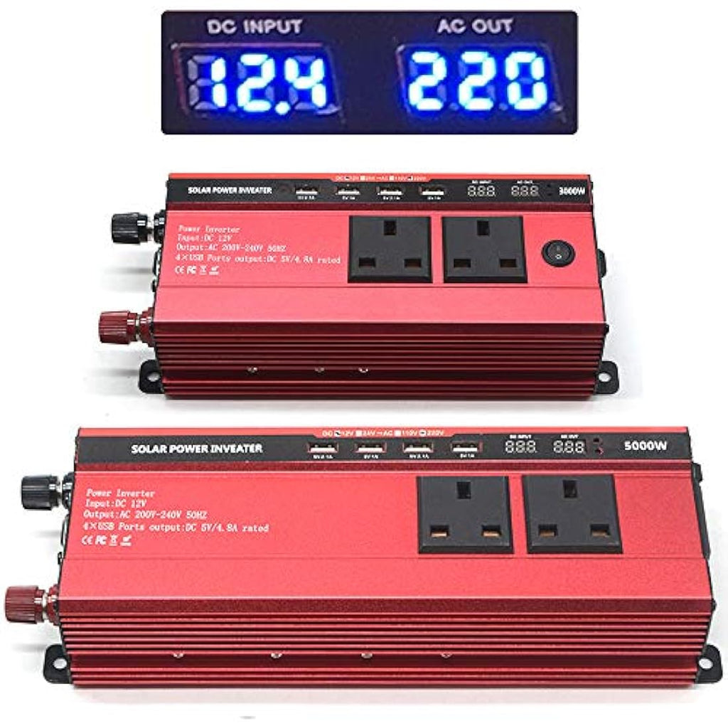 RUILASA 3000W Car Power Inverter | DC 12V to AC 230V Converter with 4 USB