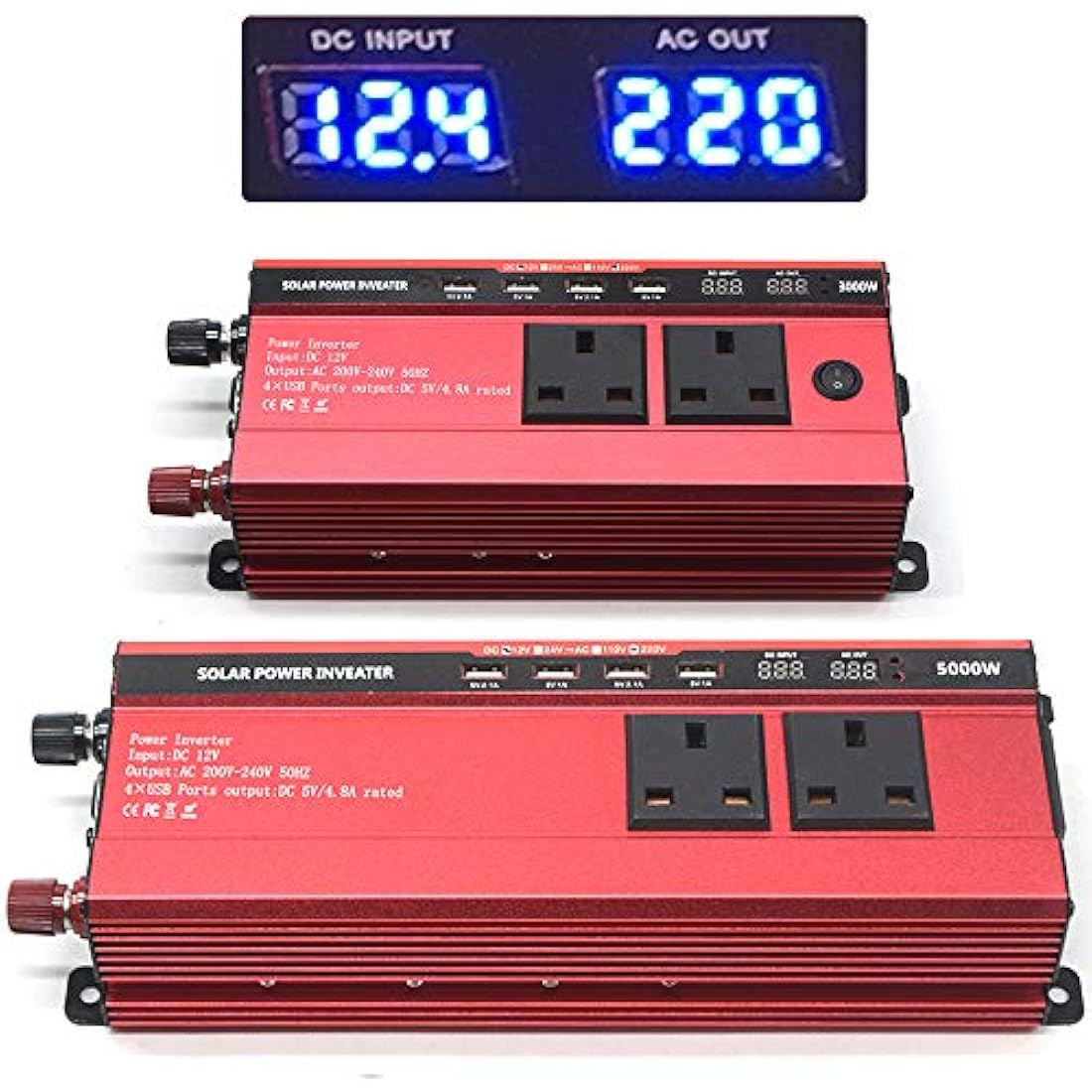 RUILASA 3000W Car Power Inverter | DC 12V to AC 230V Converter with 4 USB