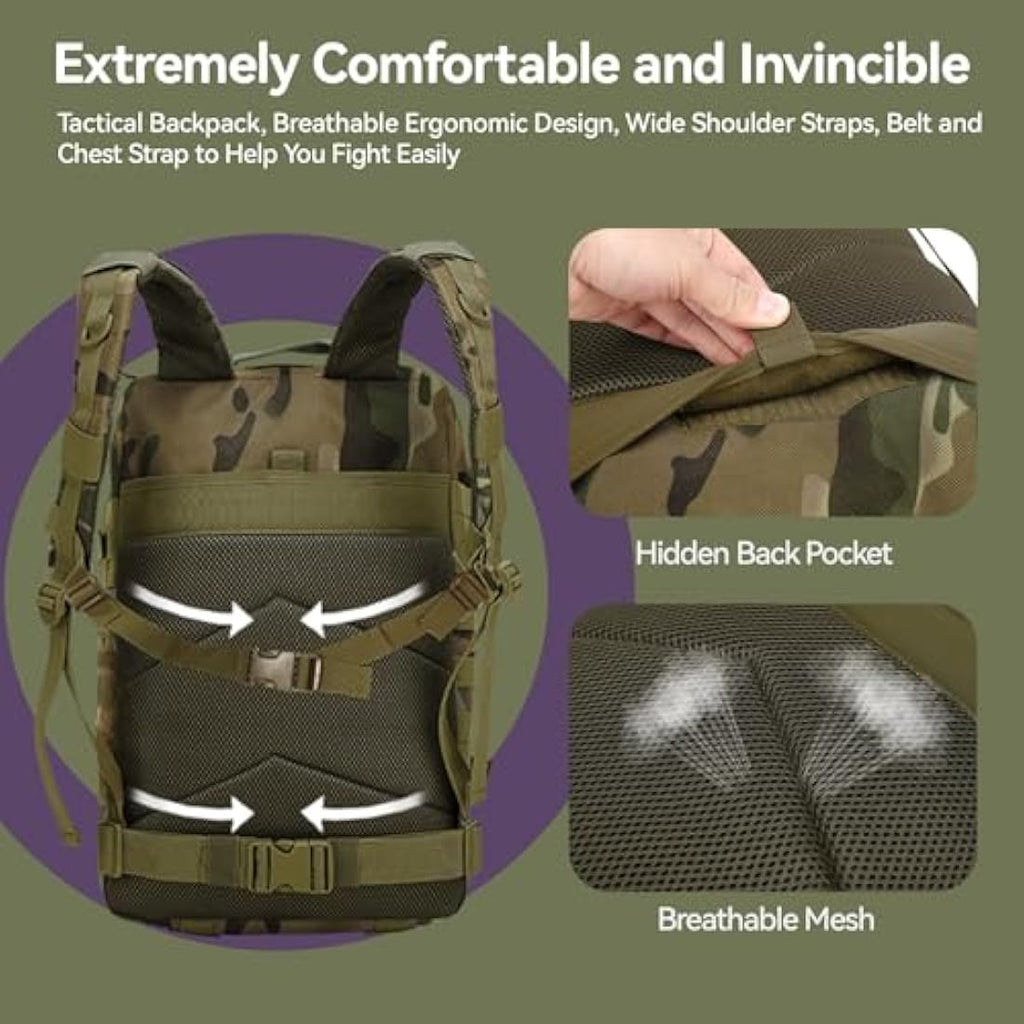 Delgeo 45L Military Tactical Backpack – Waterproof MOLLE Assault Pack